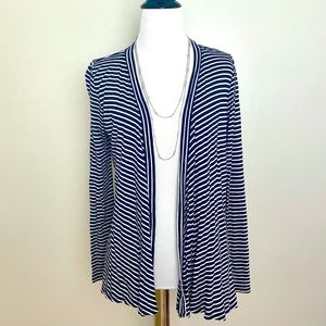 Talbot’s Striped Open Front Cardigan, Navy & White